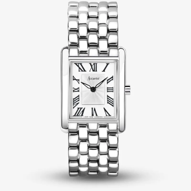 Accurist Women's Rectangle Silver Watch - Silver