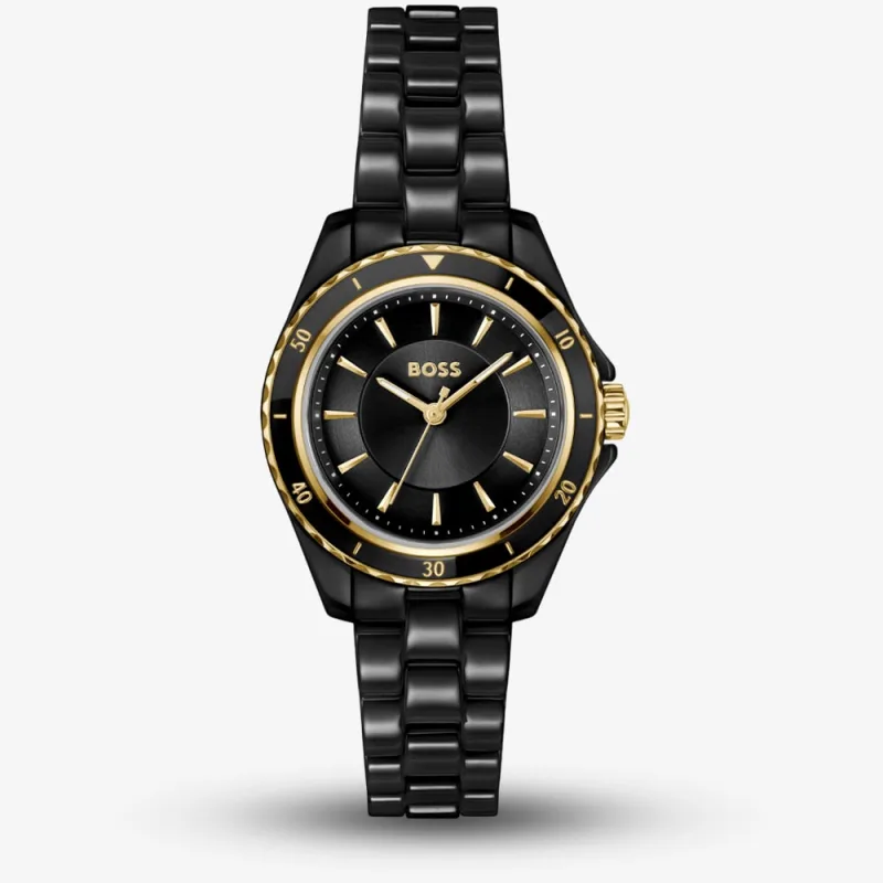 Boss Ladies Sage Aqua Black Ceramic Bracelet Watch 1502851