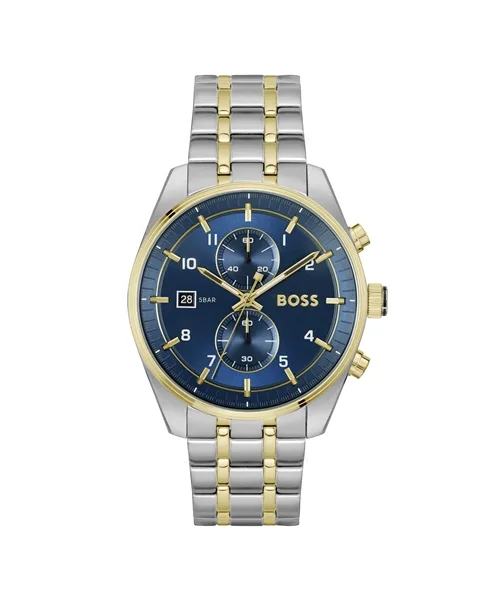 Boss Silver Blue And Gold Skytraveller Watch