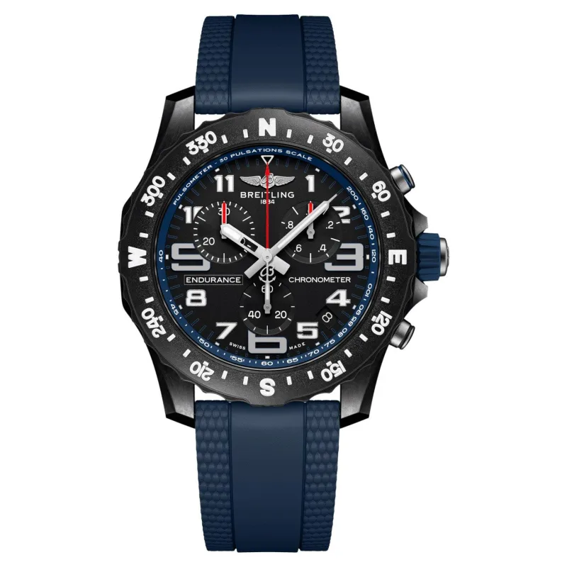 Breitling Endurance Pro 44mm Chronograph Navy Blue Rubber Strap Men's Watch