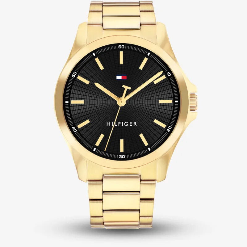 Bruce Black Dial Gold Plated Bracelet 43mm Mens Watch