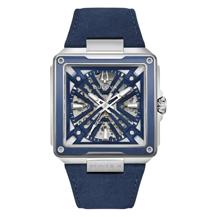 Bulova 98A342 Series X Automatic Blue Suede Strap Watch - W09418
