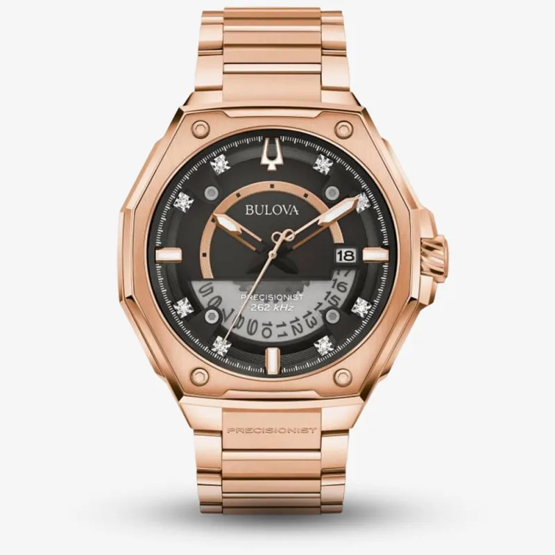 Bulova Mens Precisionist X Rose Gold Plated Watch 97D129