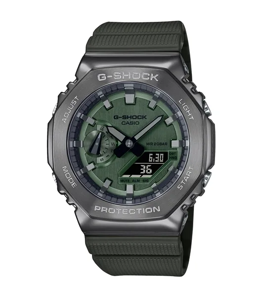 Casio G-Shock Gm-2100B-3Aer Octagon Steel Bezel Green Combination Watch