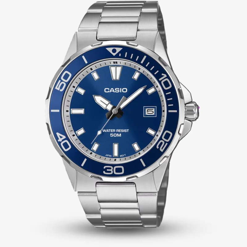 Casio Mens Classic Marine Sports Blue Dial Bracelet Watch Mtd-145D-2AVER