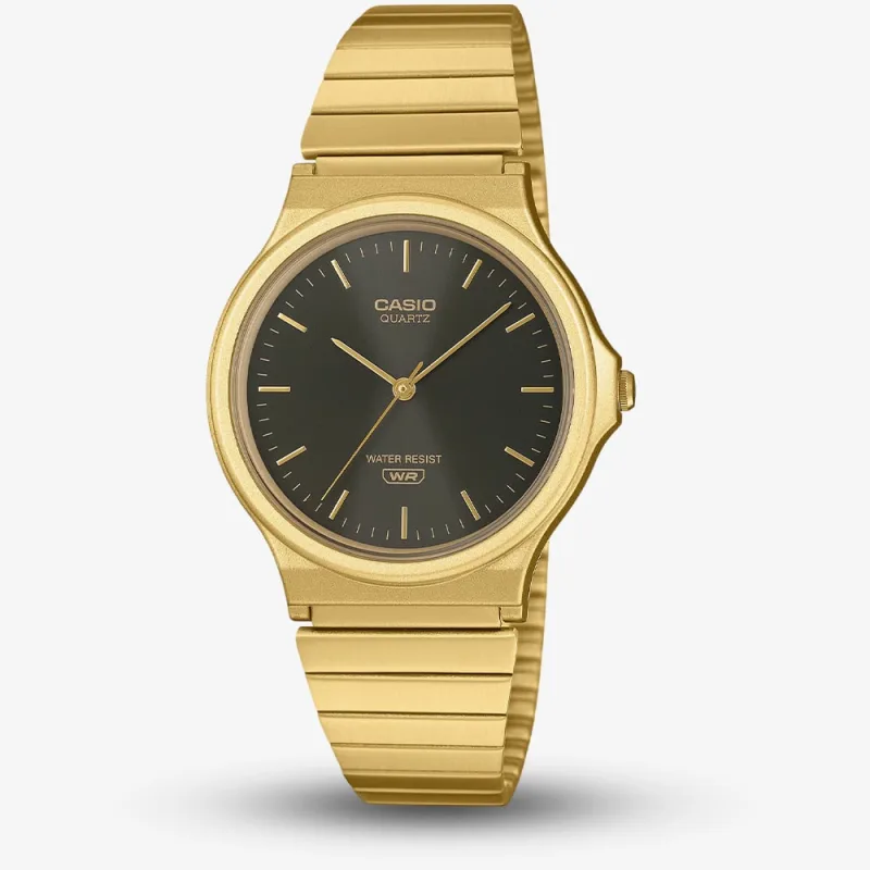 Casio Mens Gold Plated Black Dial Bracelet Watch Mq-24GA-1AEF