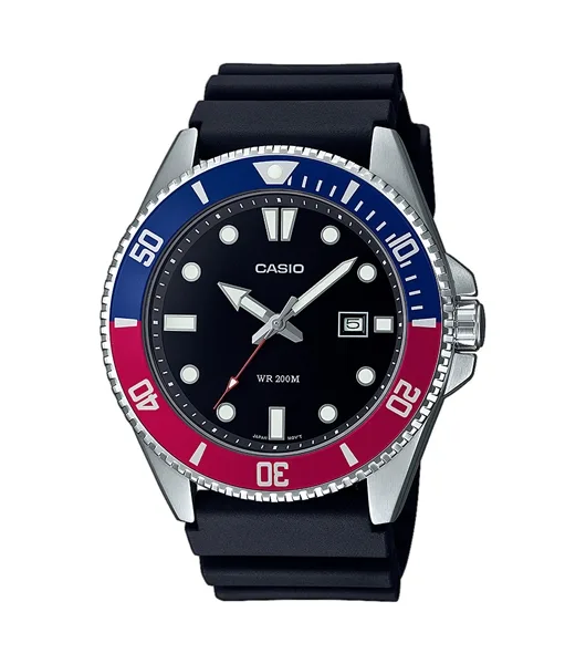 Casio Mens Stainless Steel Two Colour Black Rubber Strap Diver Watch