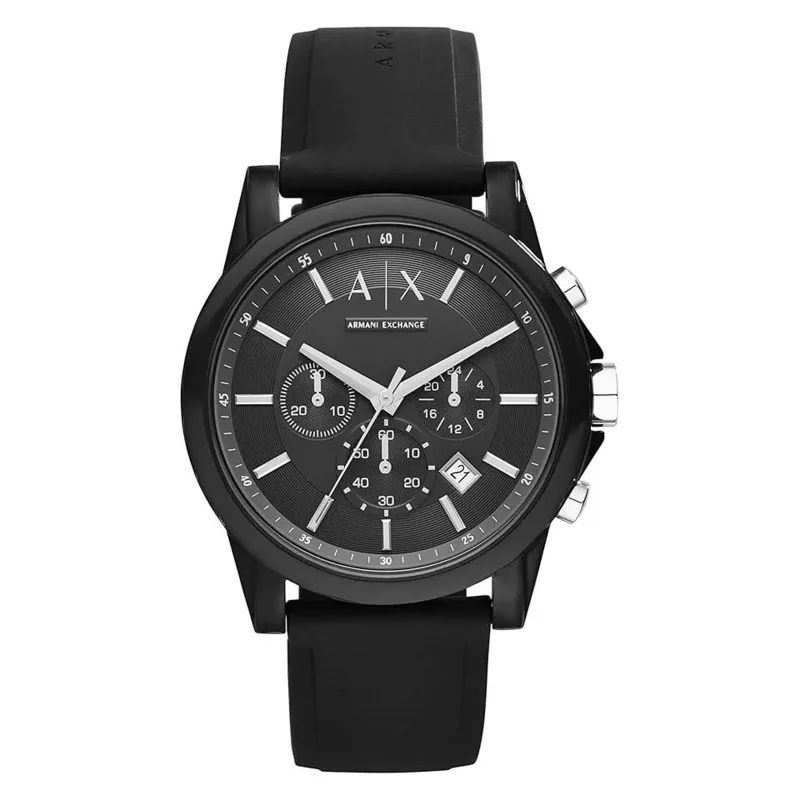 Chronograph Black Silicone Mens Watch