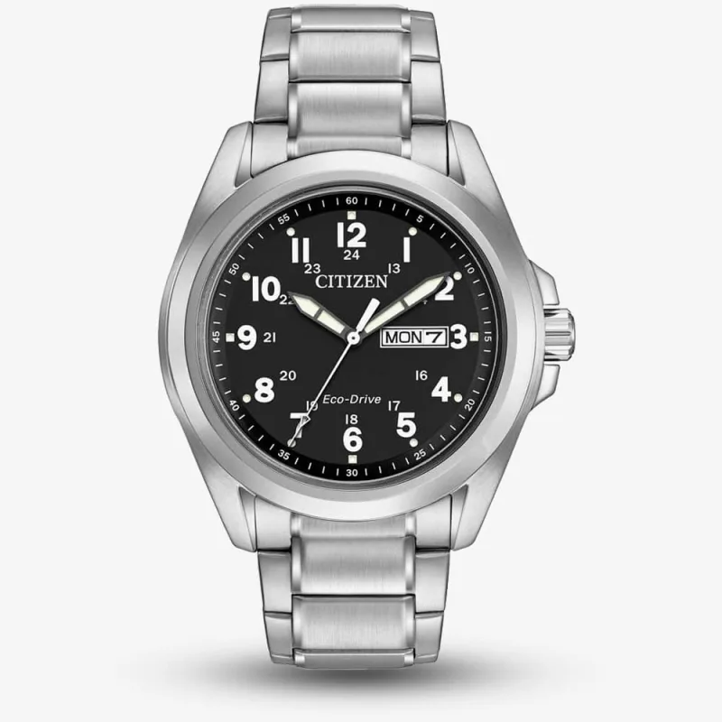 Citizen Mens Chandler Day-Date Black Dial Bracelet Watch AW0050-82E