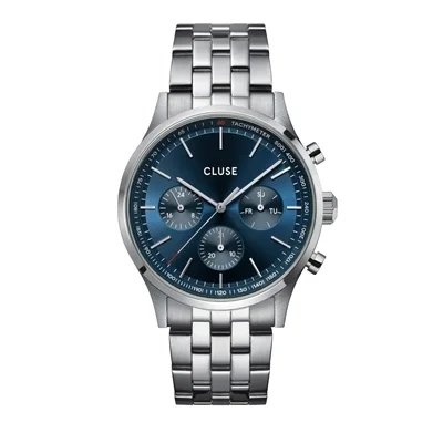 Cluse Silver Antheor Multifunction Blue Dial Watch - Silver