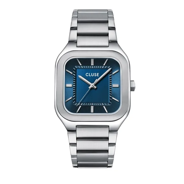 Cluse Siver Quadrus Blue Watch - Silver