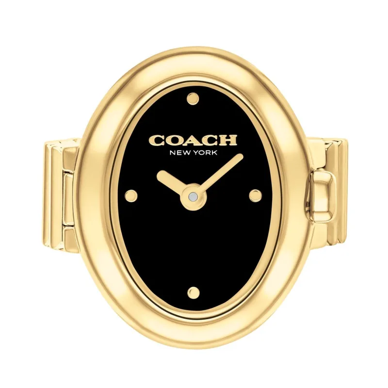 Coach Exclusive Sammy 22.5mm Yellow Gold Plated Ladies Watch Ring