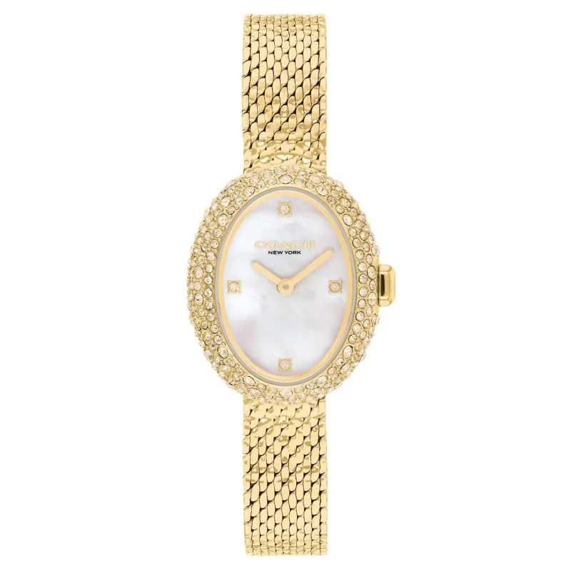 Coach Sammy 22.5mm Yellow Gold Pvd Mother of Pearl Ladies Watch