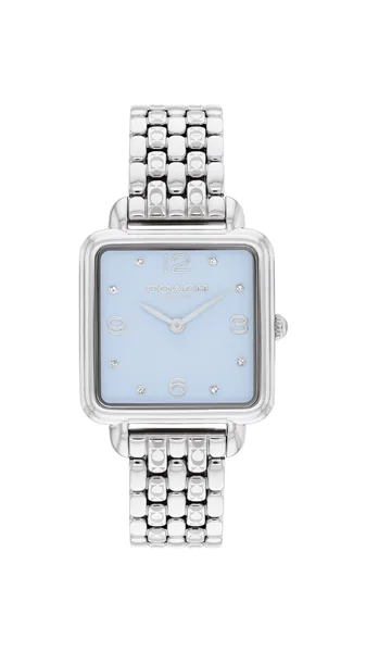Coach Silver Cass Blue Square Dial Watch - Silver