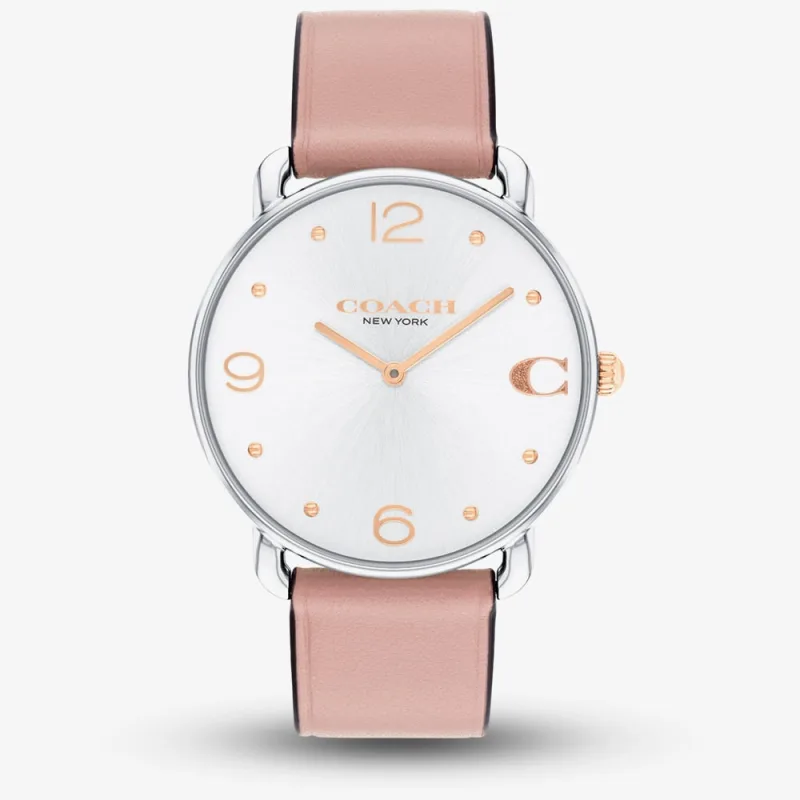 Coach Silver Elliot Pink Leather Watch - Silver