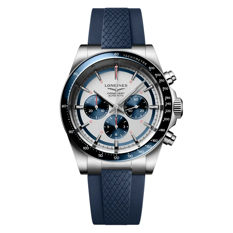 Conquest 42mm Mens Watch Blue Rubber Strap