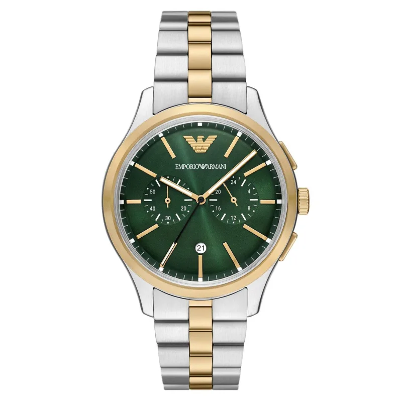 Emporio Armani 42mm Stainless Steel and Gold Tone Chronograph Men's Watch