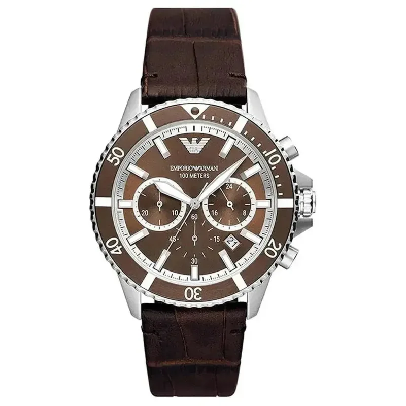 Emporio Armani AR11486 Claudio Chronograph Brown Leather Men's Watch