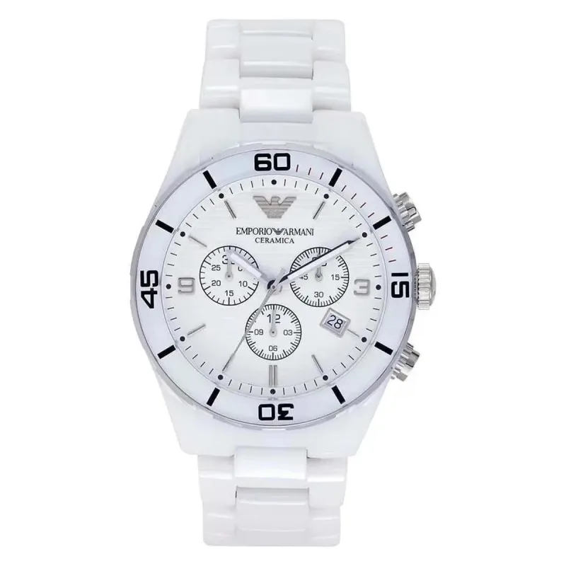 Emporio Armani Ceramica AR1424 White Ceramic Chronograph Men's Watch