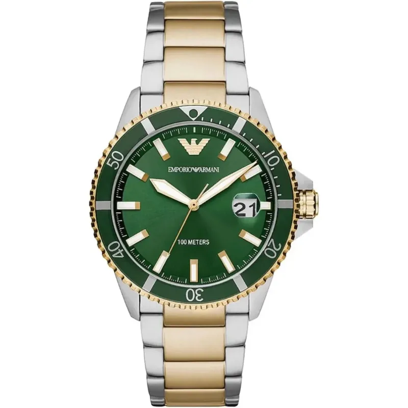 Emporio Armani Diver AR80063 Men's Watch – 42mm Green Dial Stainless Steel