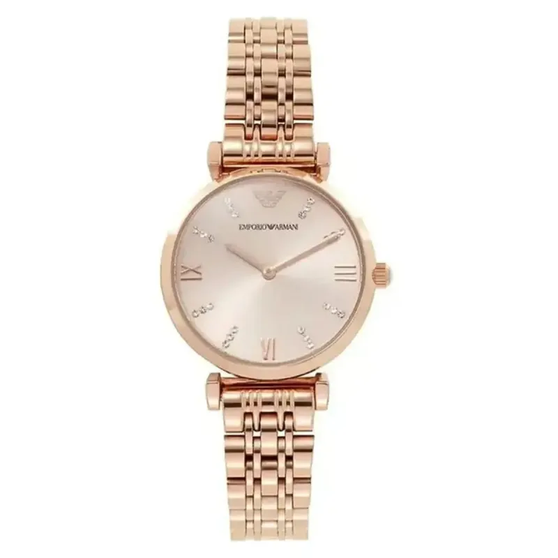 Emporio Armani Gianni T-Bar AR11059 Women's Watch – 32mm Rose Gold Dial & Bracelet