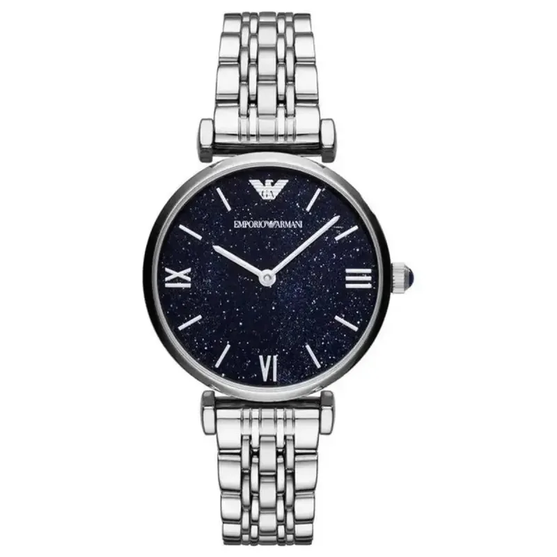 Emporio Armani Gianni T-Bar AR11091 Women's Watch – 32mm Blue Sunray Dial Silver Steel Bracelet