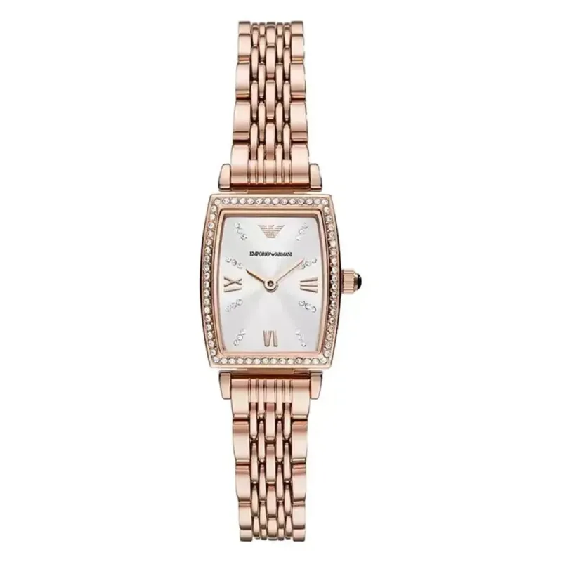 Emporio Armani Gianni T-Bar AR11406 Women's Rose Gold Watch – 26mm White Dial Stainless Steel Bracelet