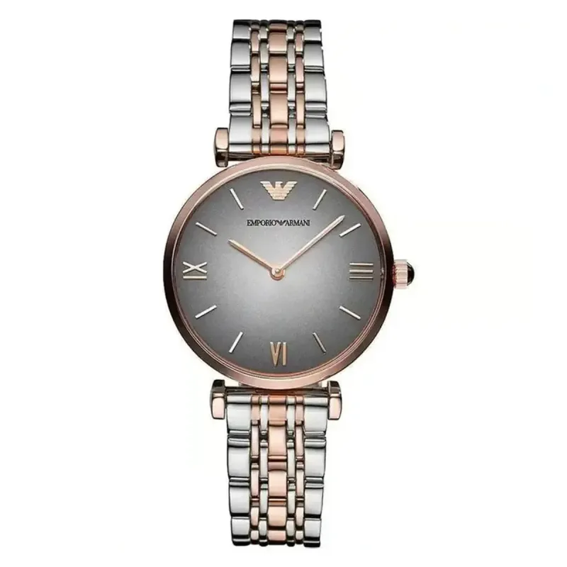 Emporio Armani Gianni T-Bar AR1725 Women's Two-Tone Grey Dial Watch