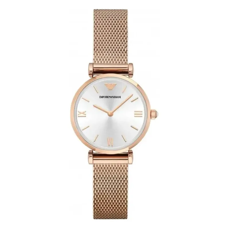 Emporio Armani Gianni T-Bar AR1956 Women's Rose Gold-Tone Mesh Watch