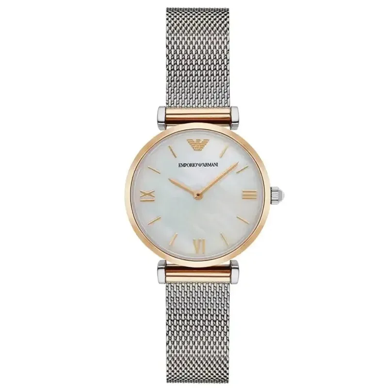 Emporio Armani Gianni T-Bar AR2068 Women's Watch – 32mm Silver Sunray Dial