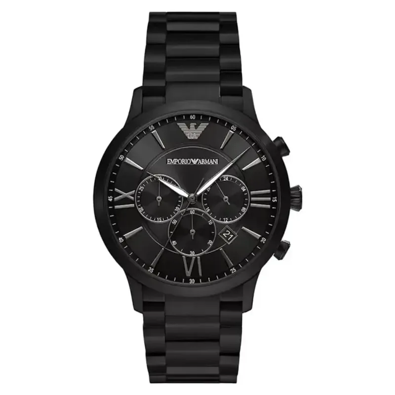 Emporio Armani Giovanni AR11349 Men's Chronograph Watch – 43mm Black Dial Black PVD Bracelet