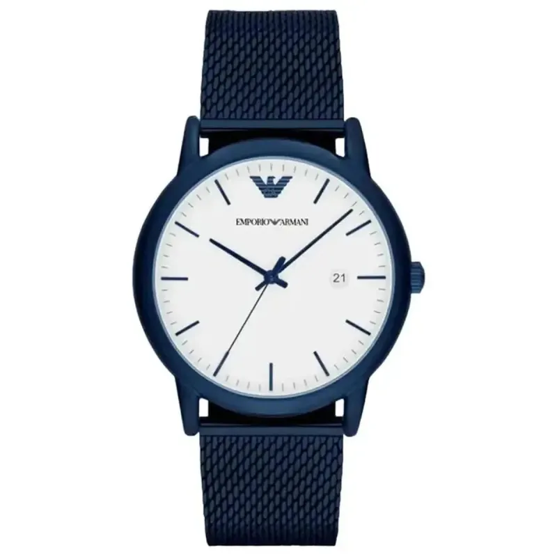 Emporio Armani Luigi AR11025 Men's Watch - 46mm White Dial Blue Mesh Bracelet