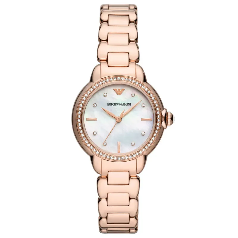 Emporio Armani Mia AR11523 Women's Watch – 32mm Mother of Pearl Dial Rose Gold Stainless Steel