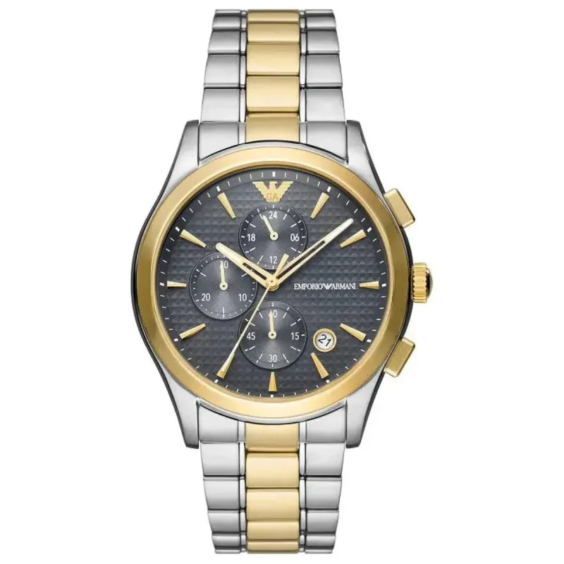 Emporio Armani Paolo AR11527 Men's Chronograph Watch – 42mm Grey Dial Two-Tone Steel Bracelet
