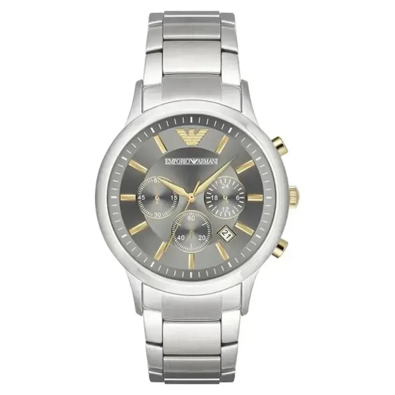Emporio Armani Renato AR11047 Men's Chronograph Watch – 43mm Grey Dial Stainless Steel