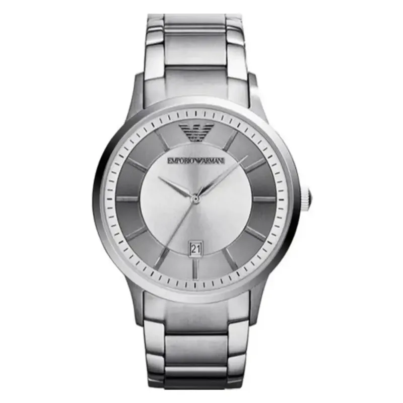 Emporio Armani Renato AR2478 Men's Watch – 43mm Silver Dial Stainless Steel Bracelet