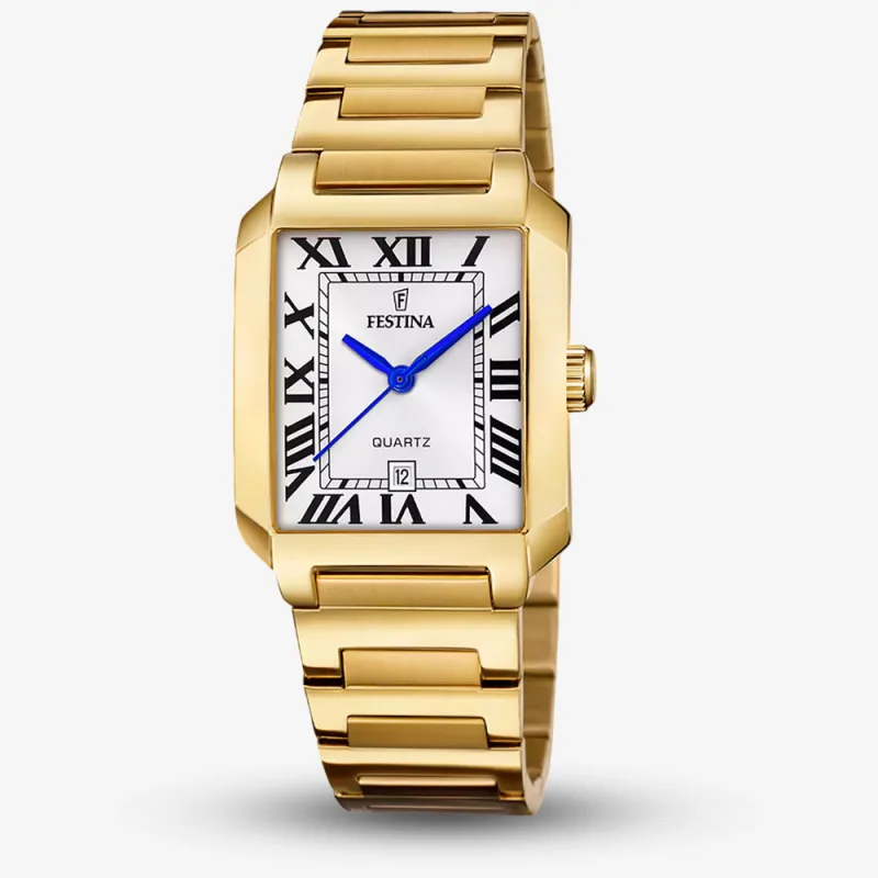 Festina Ladies On The Square Gold Plated White Square Dial Watch F20680/1