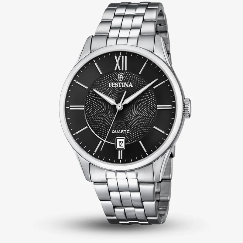 Festina Mens Classic Black Dial Bracelet Strap Watch F20425/3