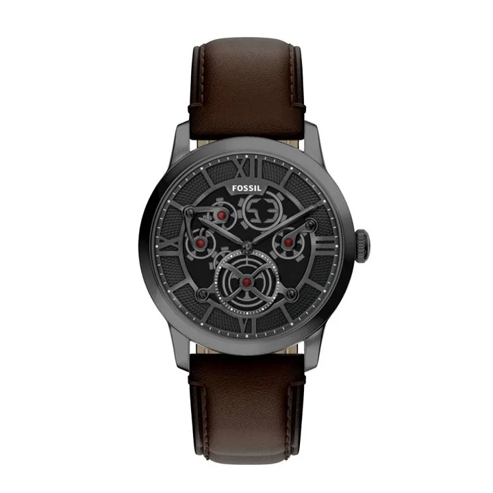 Fossil FS6191 Townsman Tourbillion Tic Brown Leather Strap Watch - W10499