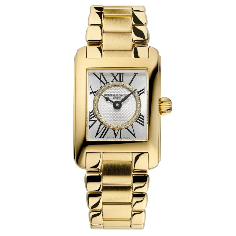 Frederique Constant Classics Carree 21mm Yellow Gold Pvd Diamond Ladies Watch