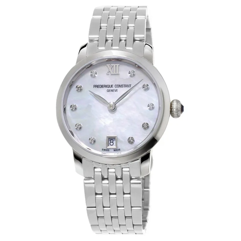 Frederique Constant Classics Slimline 30mm Diamond Mother of Pearl Ladies Watch