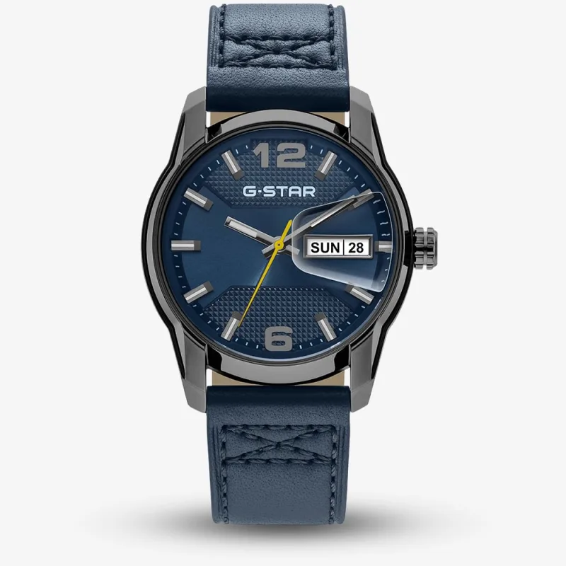 G Star Mens Selvedge Blue Leather Strap Watch Gsw.507.03