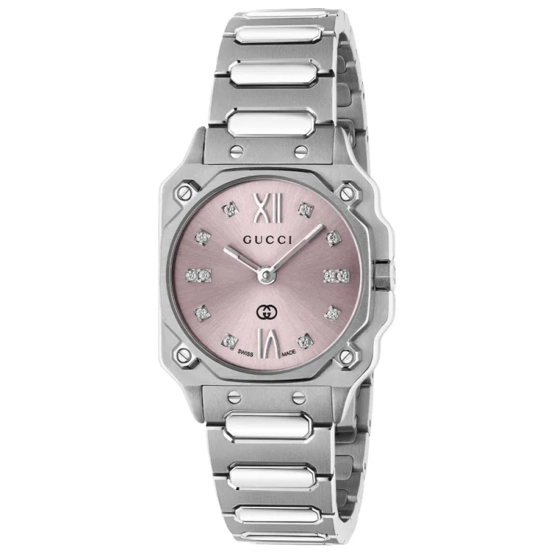 Gucci YA166501 G-Flat Pink Dial Ladies Watch