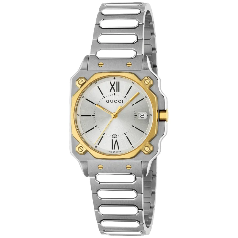 Gucci YA166506 G-Flat Silver Dial Unisex Watch
