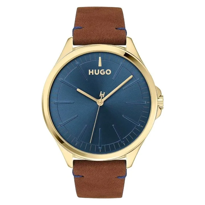 Hugo 1530134 Smash Gold Plated Brown Leather Strap Watch - W45251