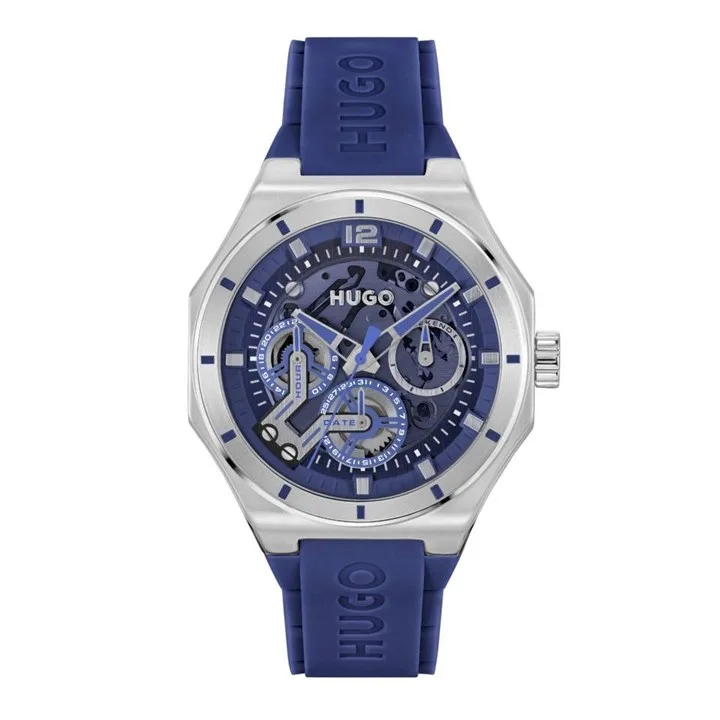Hugo 1530375 Grail Skeleton Blue Silicone Strap Watch - W45415