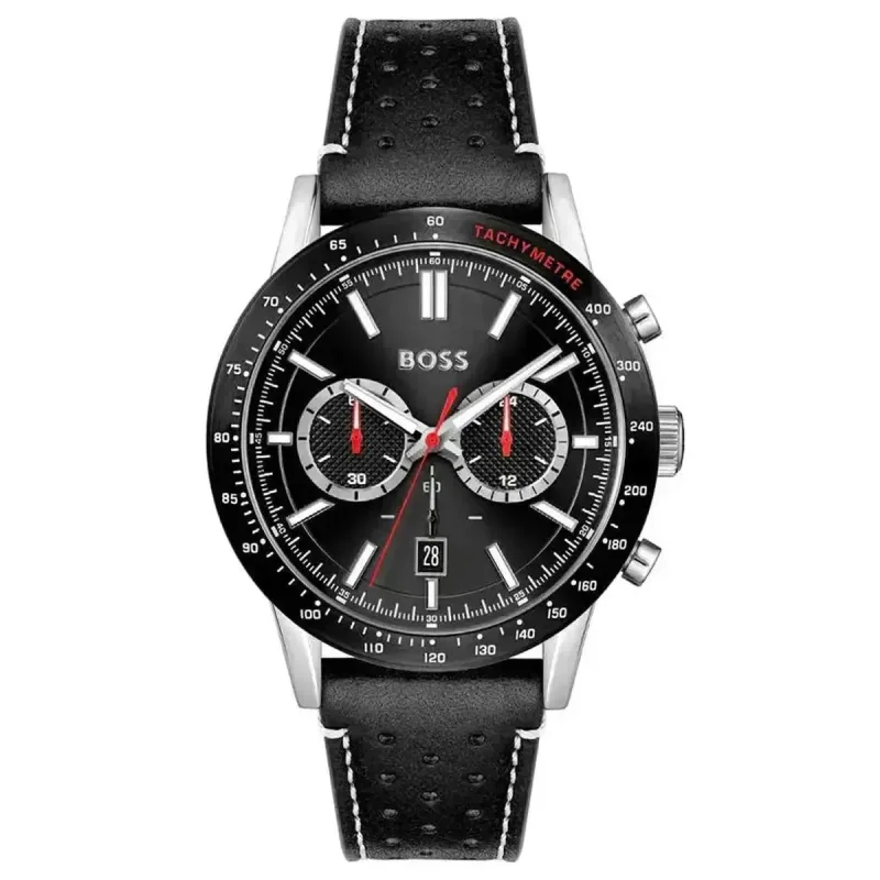 Hugo Boss Allure Chronograph 44mm Men's Watch 1513920 - Black Dial Silver Case