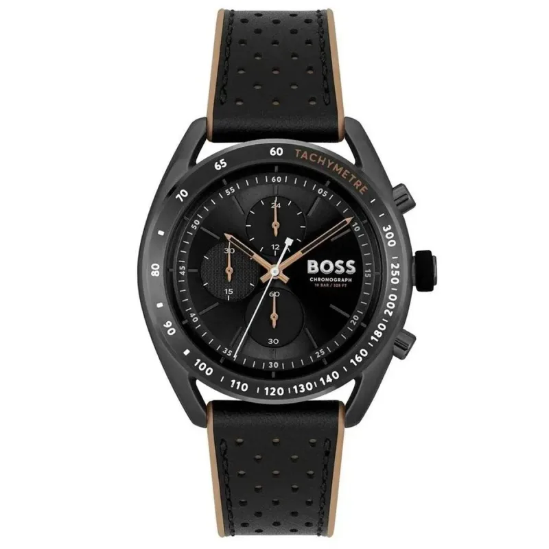 Hugo Boss BOSS Centre Court 1514022 Men's Chronograph Watch – 44mm Black Dial Leather Strap