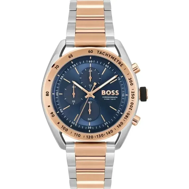 Hugo Boss Center Court 1514026 Men's Chronograph Watch – 44mm Blue Dial Two-Tone Bracelet