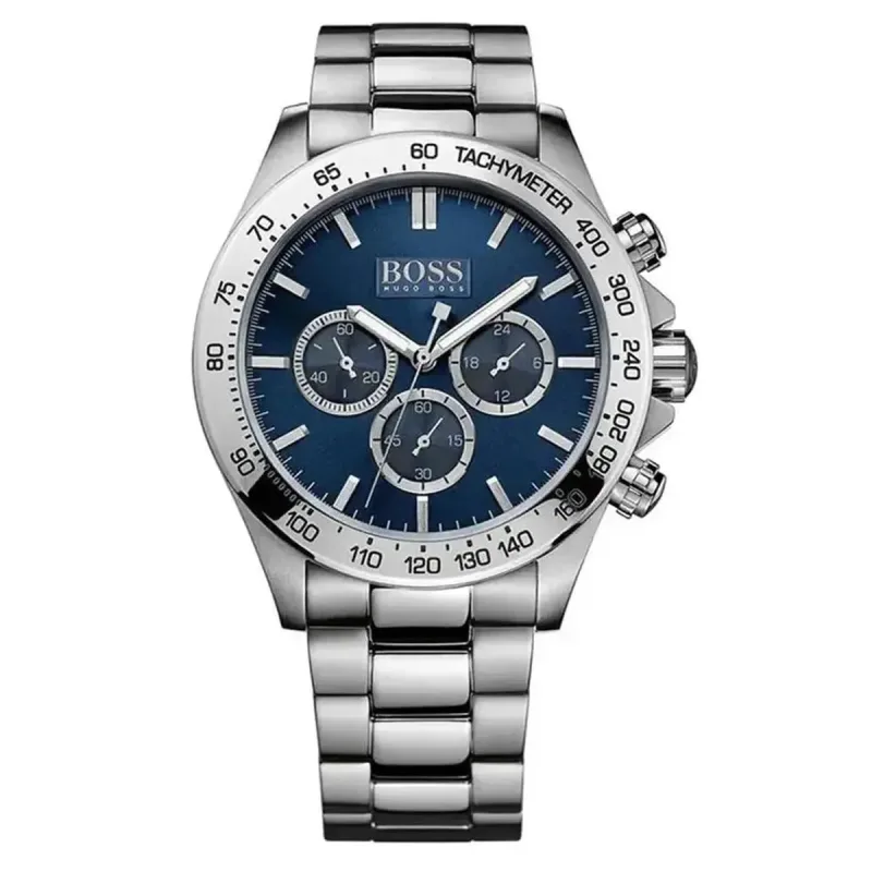 Hugo Boss Hero Chronograph 1513755 Men's Watch – 45mm Blue Dial Silver Steel Bracelet